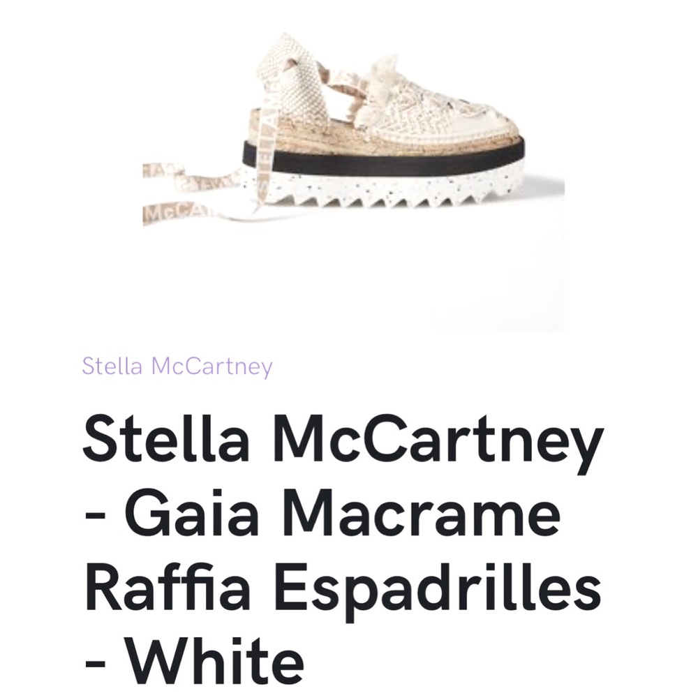 ISO Stella McCartney Gaia Macrame Raffia Espadrilles White Ecru. (NOT FOR SALE)